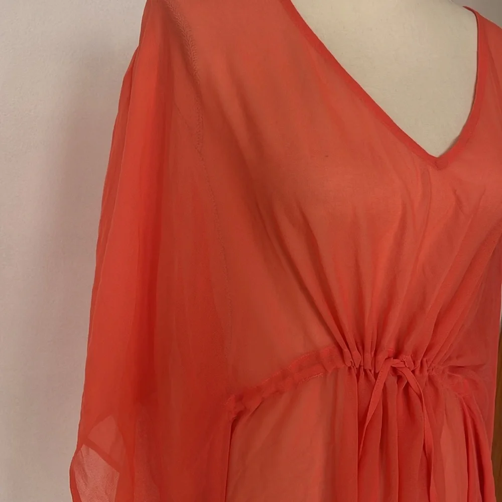 Beaches And Boho Seas The Dream peach/orange Sheer Coverup